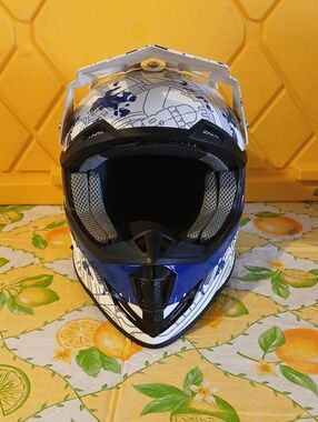 Kids  GLX Dot Gx623 Blue & White Motocross Helmet - Youth Off-Road Helmet
